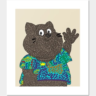 Cute Cat in Rainbow T-shirt Posters and Art